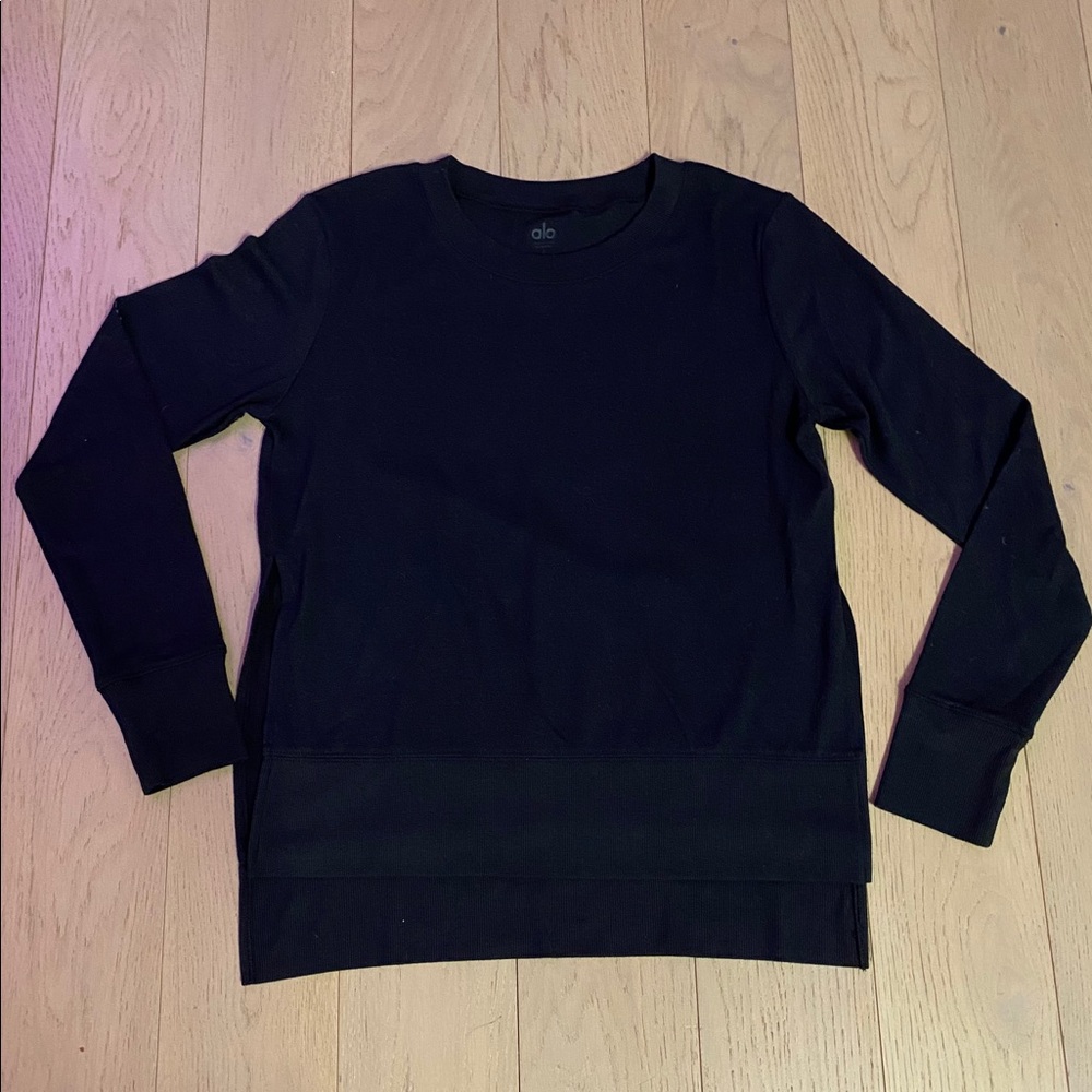 ALO Yoga Black Glimpse Sweater Sz S - Picture 2 of 9